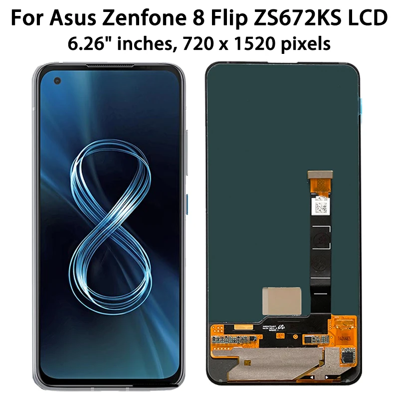 AMOLED For Asus Zenfone 8 8z ZS590KS LCD Screen Touch Panel Digitizer For Zenfone 8 Flip ZS672KS Display With Frame