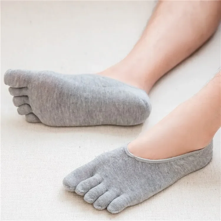 5 Pairs Men Invisible Boat Socks Five Fingers Socks Male Pure Color Cotton Toe Socks