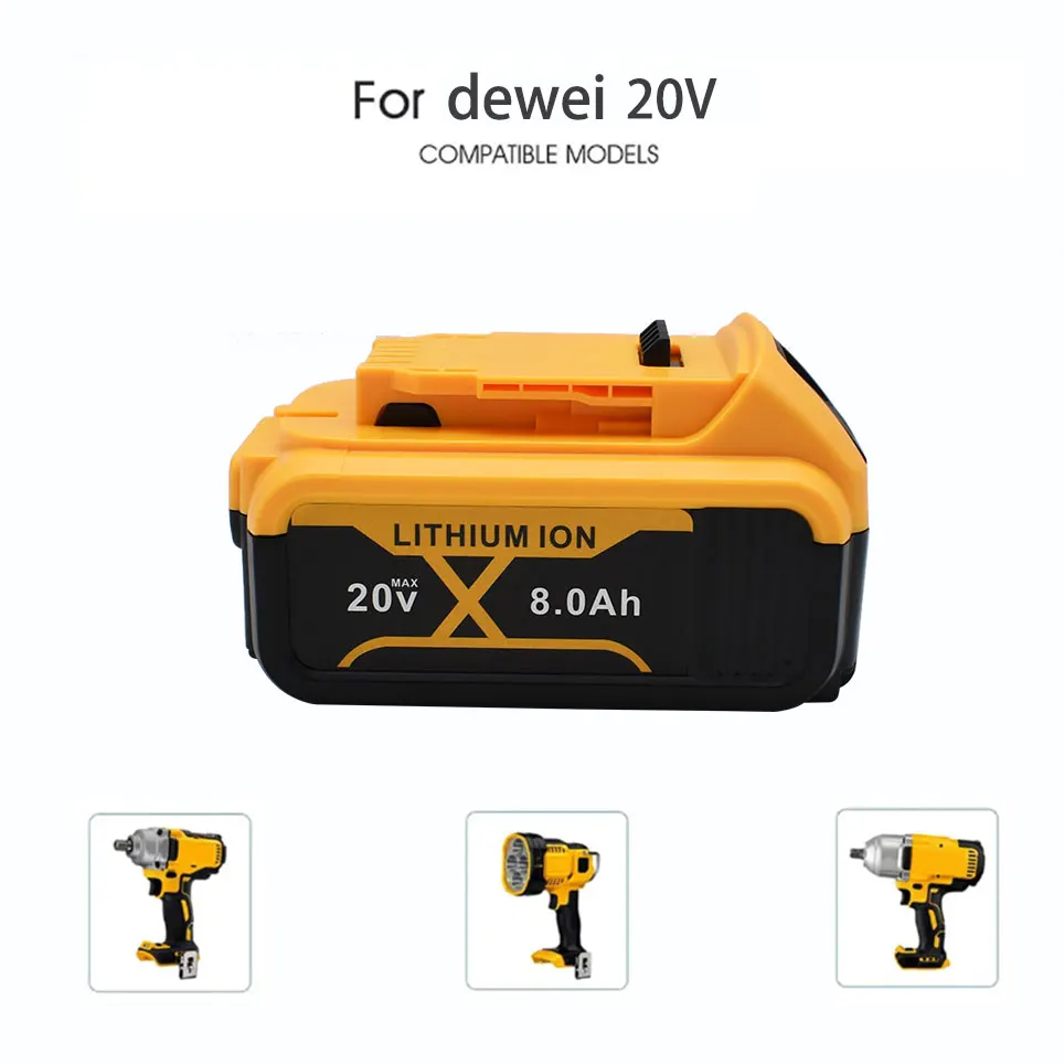 for DeWalt 20V 8.0Ah rechargeable power tool battery,suitablefor DCB205 DCB204-2DCB200+charger with LED lithium-ion rechargeable