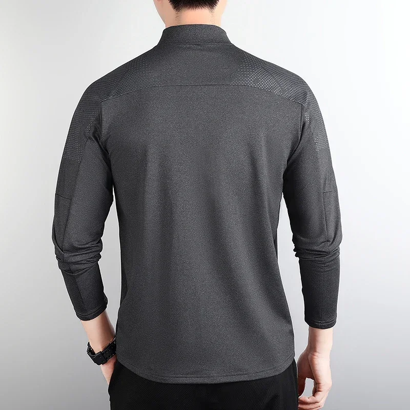 High Quality Men Casual Long Sleeves with Half Zip Quick Dry Breathable Running Shirt Bodybuilding Sport Tee Workout Apparel