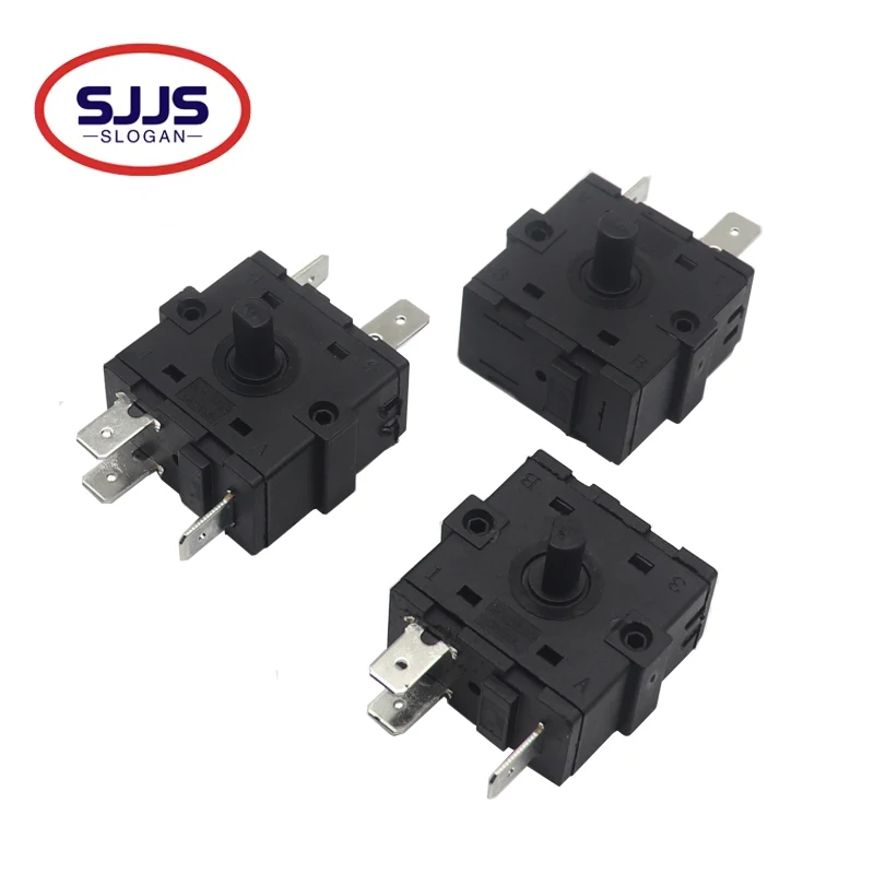 Interruptor de perilla de engranaje de calentador eléctrico, Selector de interruptor de 2/3 pines y 5 pines, interruptor de Control de temperatura AC 250V 16A, interruptor de calentador eléctrico