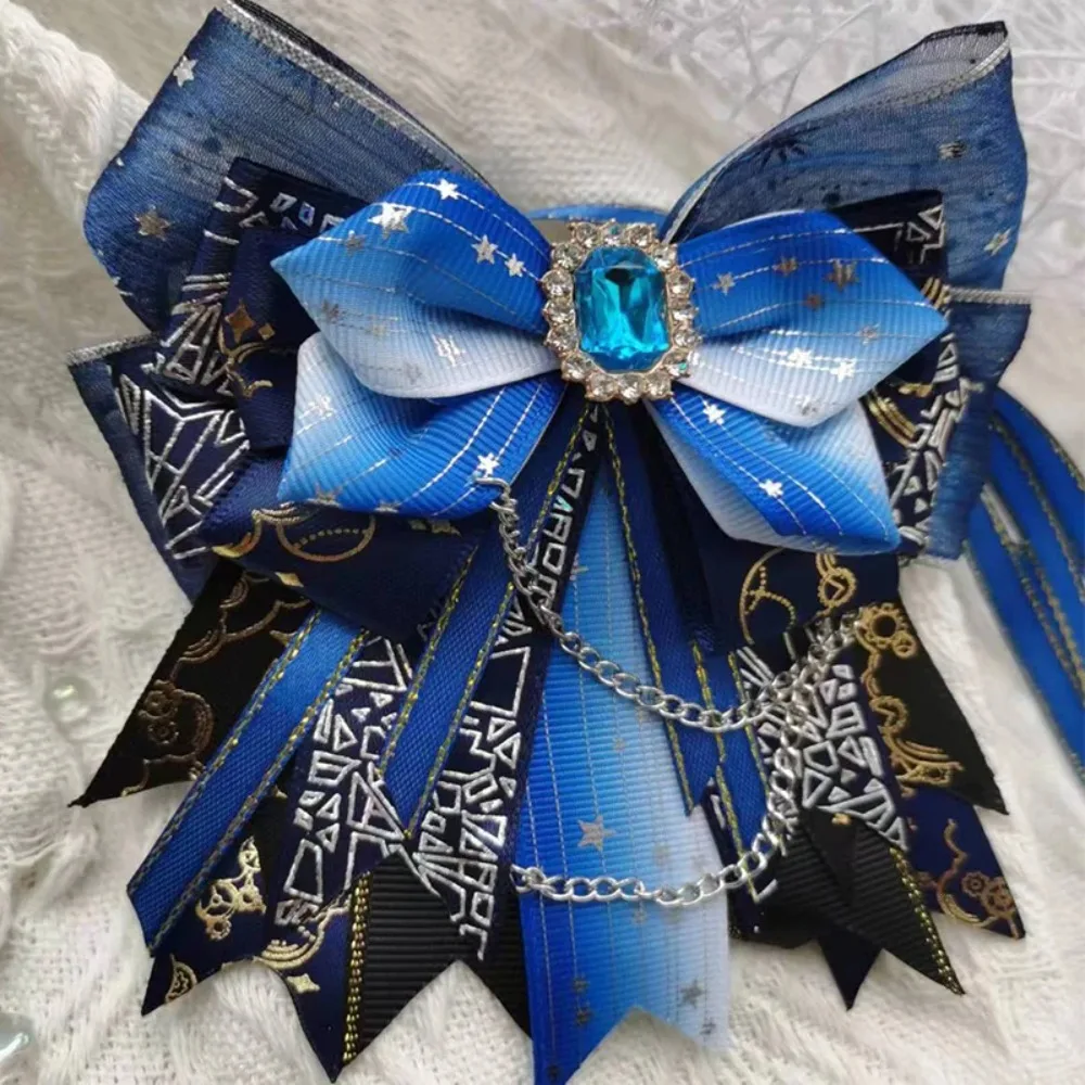 

Pure Handmade Lolita Bowtie Anime Concert Support Stick Bowkont Accessory Women's Shirt Collar Flower High-end Rhinestone Brooch