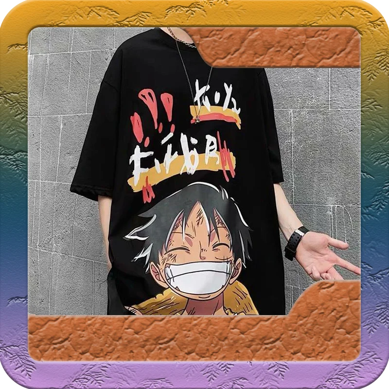 

Cartoon Anime One Piece Luffy Clothes Absorb Sweat Breathable T-Shirt Short Sleeve Clothes Summer Young Primary And Secondary