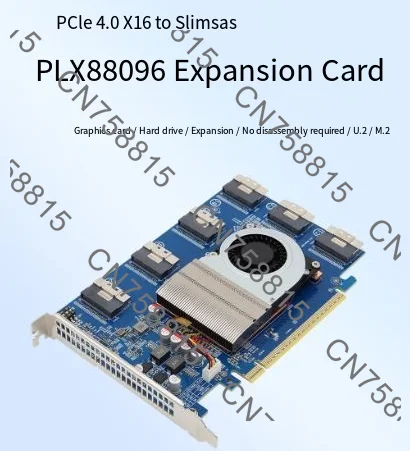 PCIE4.0 split-free drive-free 6-10 8654 interfaces, plx88096 expansion card