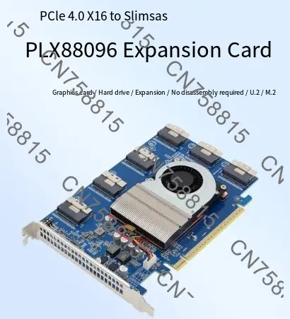 PCIE4.0 split-free drive-free 6-10 8654 interfaces, plx88096 expansion card