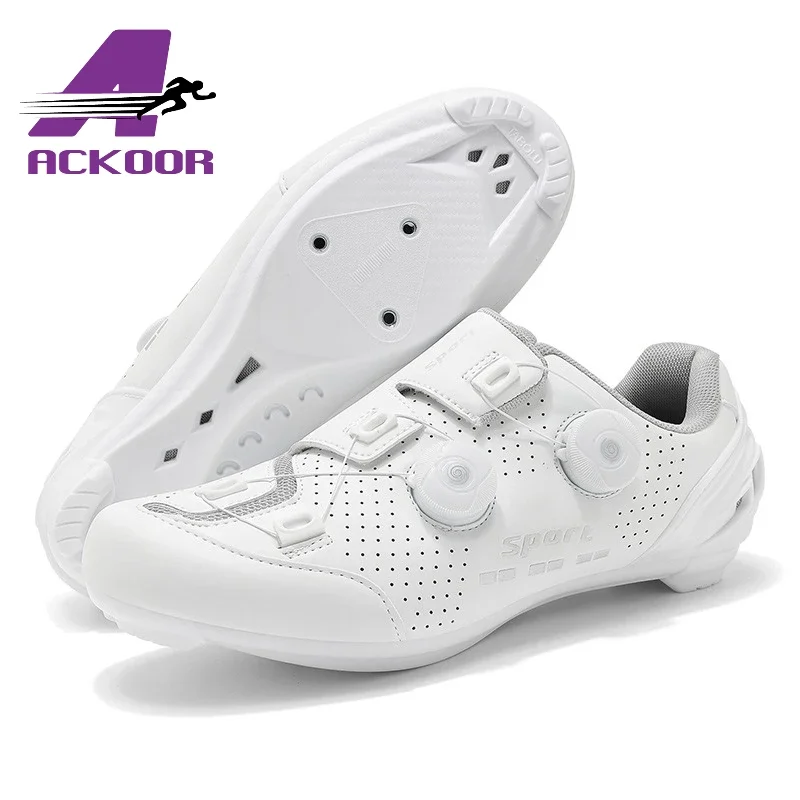 

Cycling Shoes Road Bike Men White Breathable SPD Self-Locking Cleat Racing Road Bike Shoes Women Flat road Bicycle Sneakers