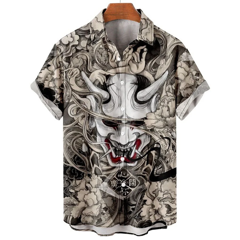 2023 Summer Mens Shirt Hawaiian Short Sleeve 3D Myth Retro Animal Casual Korean Shirts For Men Clothing Camisas Plus Size 5XL