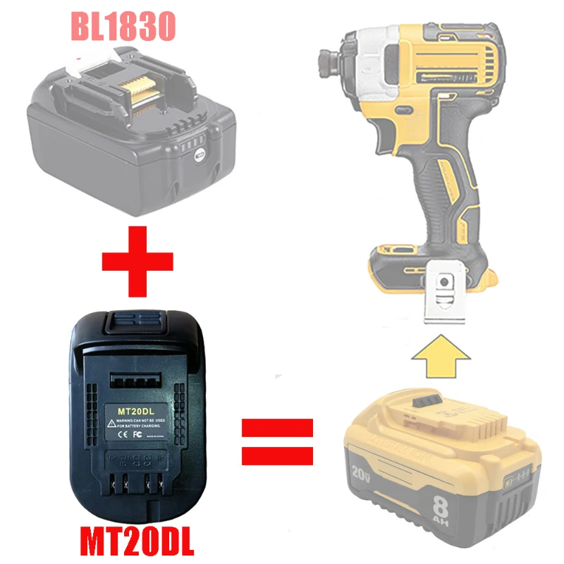 Imagem -04 - Makita Li-ion Bateria Adaptador para Milwaukee Bosch Dewalt Ryobi Ferramenta Mt20dl Mt20bsl Mt20mn Mt20rnl Mak1820