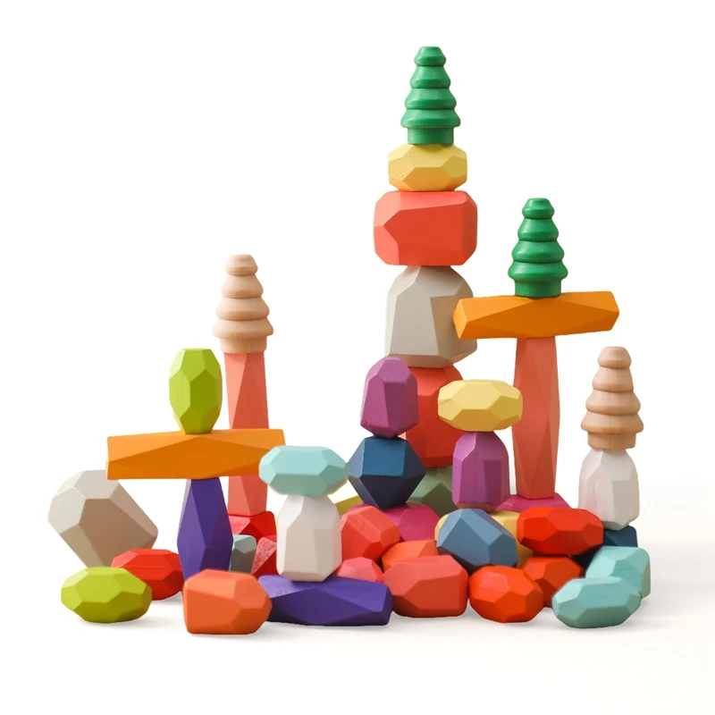 

Wooden Sorting Stacking Rocks Stones Sensory Toddler Toys Learning Montessori Toys Building Blocks Game Kids Birthday Gifts Toys