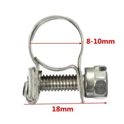 10pcs Stainless Steel Mini Fuel Line Pipe Hose Clamp Clip 6mm‑20mm Optional Size For Small Thin-Walled Hose