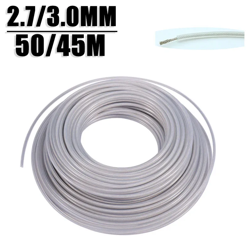 3mm 2.7mm Nylon Steel Wire Grass Trimmer Replacement Line Brushcutter Trimmer Rope Lawn Mower Cord Long Round Roll Grass Parts