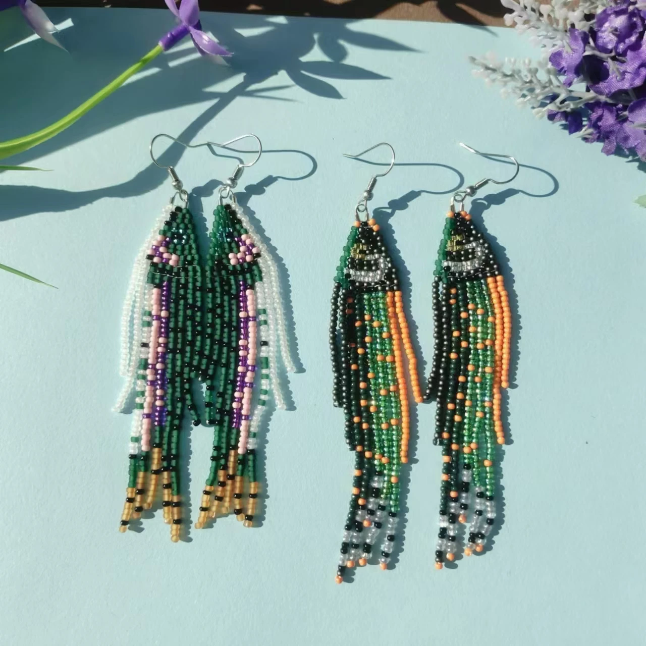 Rice bead earrings Tassel Fish Originality Design Hand knitting Bohemia Alloy Fashion Simple Beaded earrings