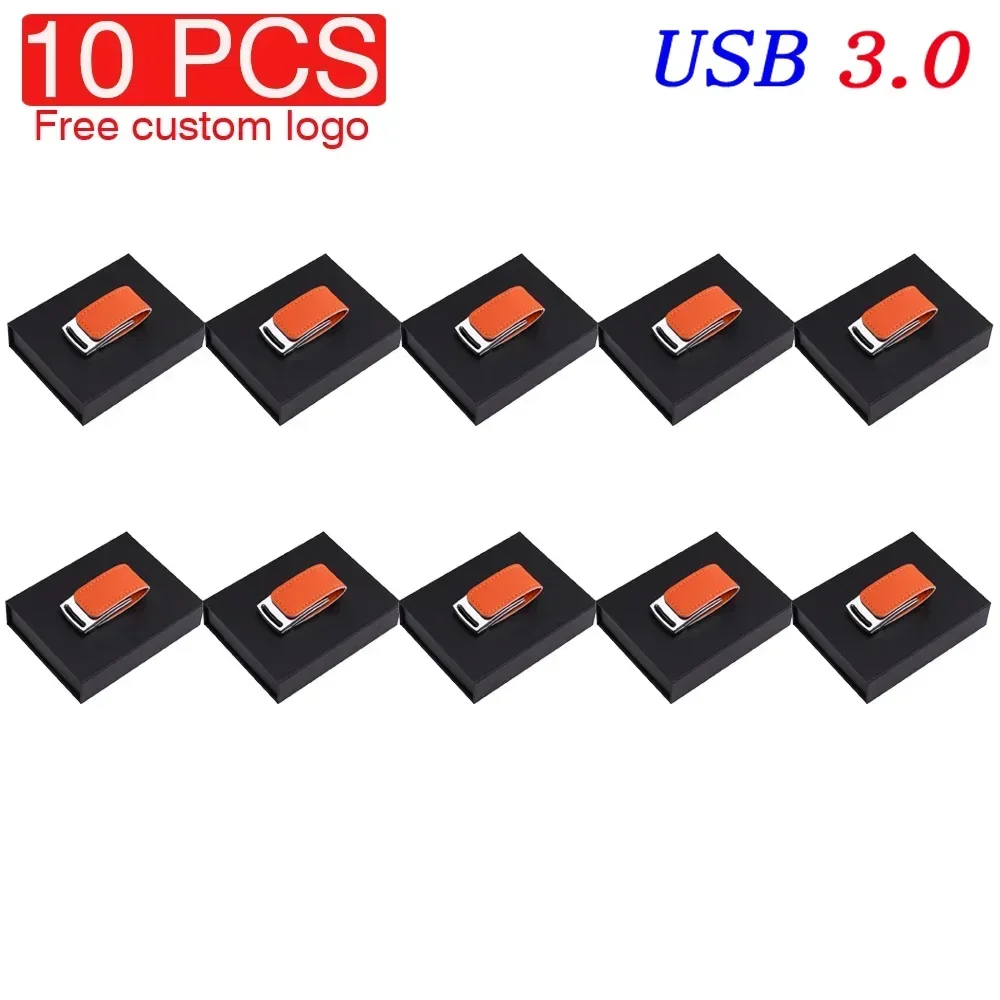 

USB3.0 10 шт. Lote USB 3.0 флэш-накопитель с бесплатным логотипом, кожаный флэш-накопитель, устройство хранения, белая коробка, флэш-накопитель 128 ГБ