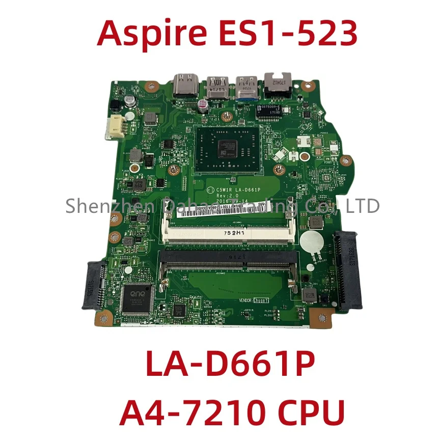 C5W1R LA-D661P For Acer Aspire ES1-523 Laptop Motherboard With A4-7210 CPU NBGKY11001 NB.GKY11.001