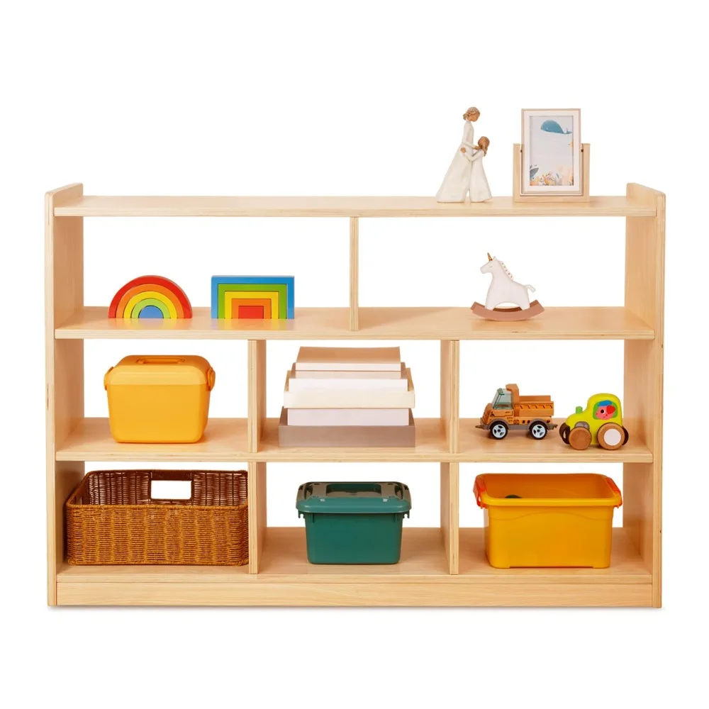 Shelf Toy Organizers and Storage, 8-Compartment Wood Storage Cabinet, Bookcases for Kids Room