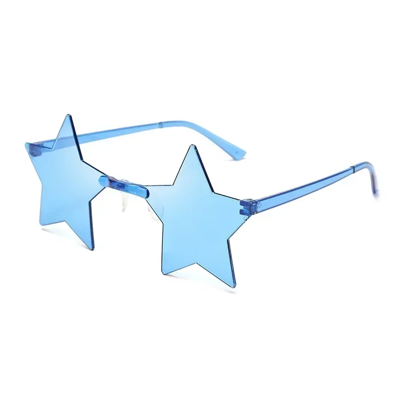 Star Shape Sun Glasses Light Funny Pentagram Candy One Piece Eyewear Multi Colors Decoration Party Rimless Sunglasses