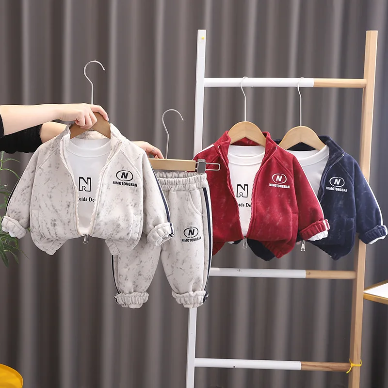 Children's spring clothing sets for boys and girls 2026 spring style stylish outerwear spring sports three-piece set trend