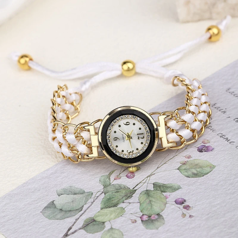Women Knitting Rope Chain Winding Analog Quartz Movement Wrist Watch Fashionable Simple Style Quartz Wristwatch
