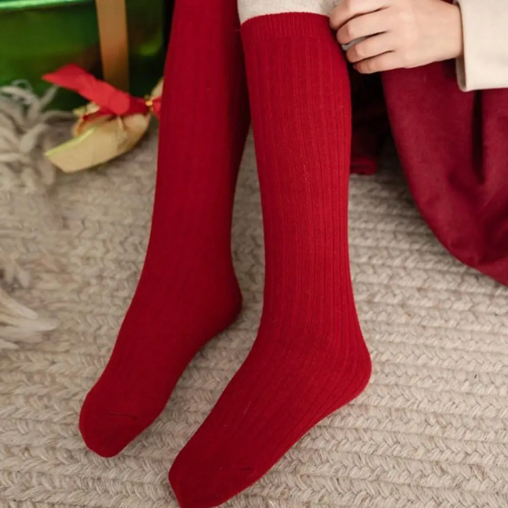 

Stripe Grid Red Bowknot Stockings Bear Sweet Dot New Year Red Socks Lolita JK Long Tube Children Knee High Socks New Year