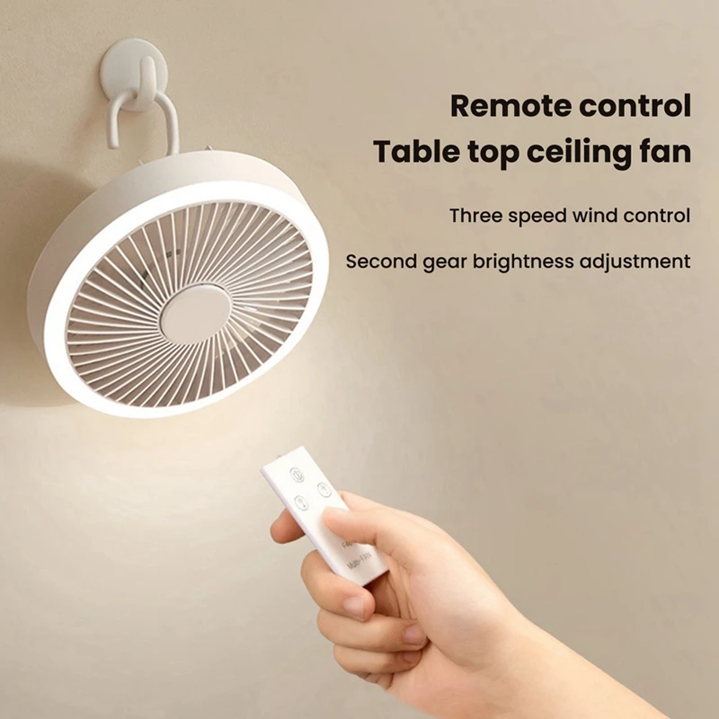 USB Rechargeable Fan Wireless Remote Control Outdoor Camping Tent Portable Ceiling Fan Desktop Dormitory Mini Wall Fan