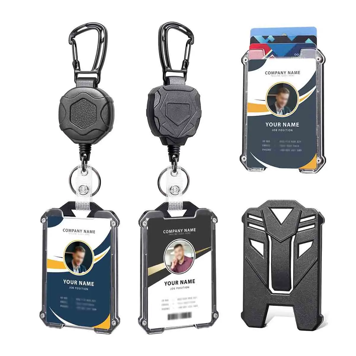 New Badge Holder Carabiner Keychain Tactical ID Holder Retractable Reel Mountaineering Buckle Multiple Tools Accessories