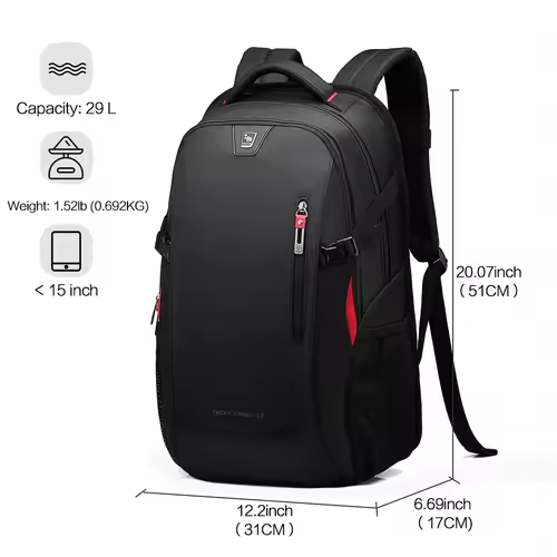 OIWAS Laptop Backpacks 15.6 Inch School Bags Waterproof Nylon 29L Casual Shoulder Bagpack Travel Teenage Men's Backpack Mochila - Image 5