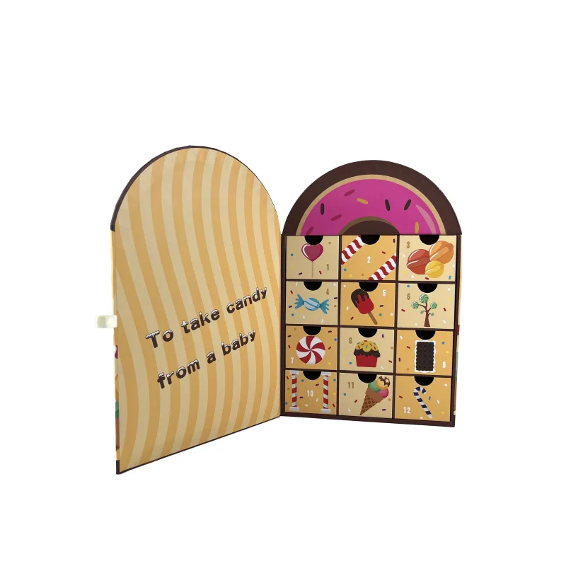 Cajón personalizable de 24 Uds., fábrica de regalos, calendario de Chocolate de Ramadán, caja de Adviento, relieve de cartón reciclado