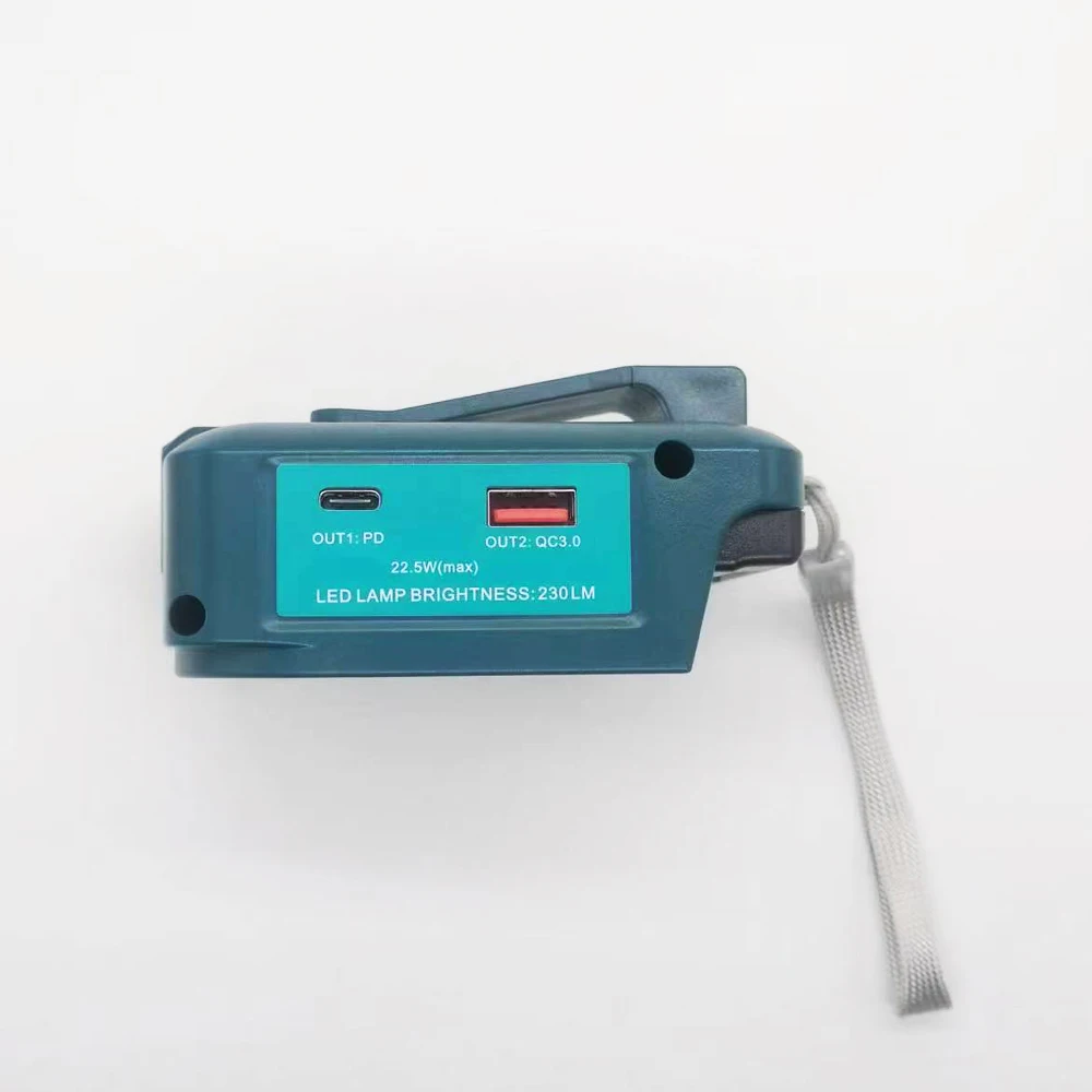 Dla Makita lampa LED dla Makita bateria BL1830 1430 1840 1860 1890 Typc-C QC3.0 Port USB 230lm 22.5W