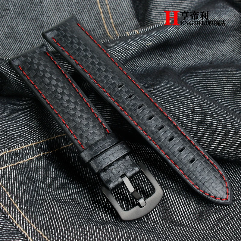 Carbon fiber men watchband For Seiko Omega Tissot Tag Heuer Watch strap silicone orange red 20mm 22mm sports Waterproof bracelet