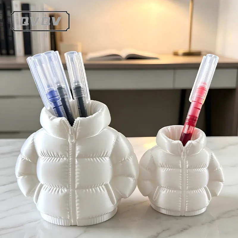 Cute 3D Printed Pen Holder Down Jacket Modern Abstract Desktop Ornaments Large Small Styles Jacket Pen Holder Home Decoration