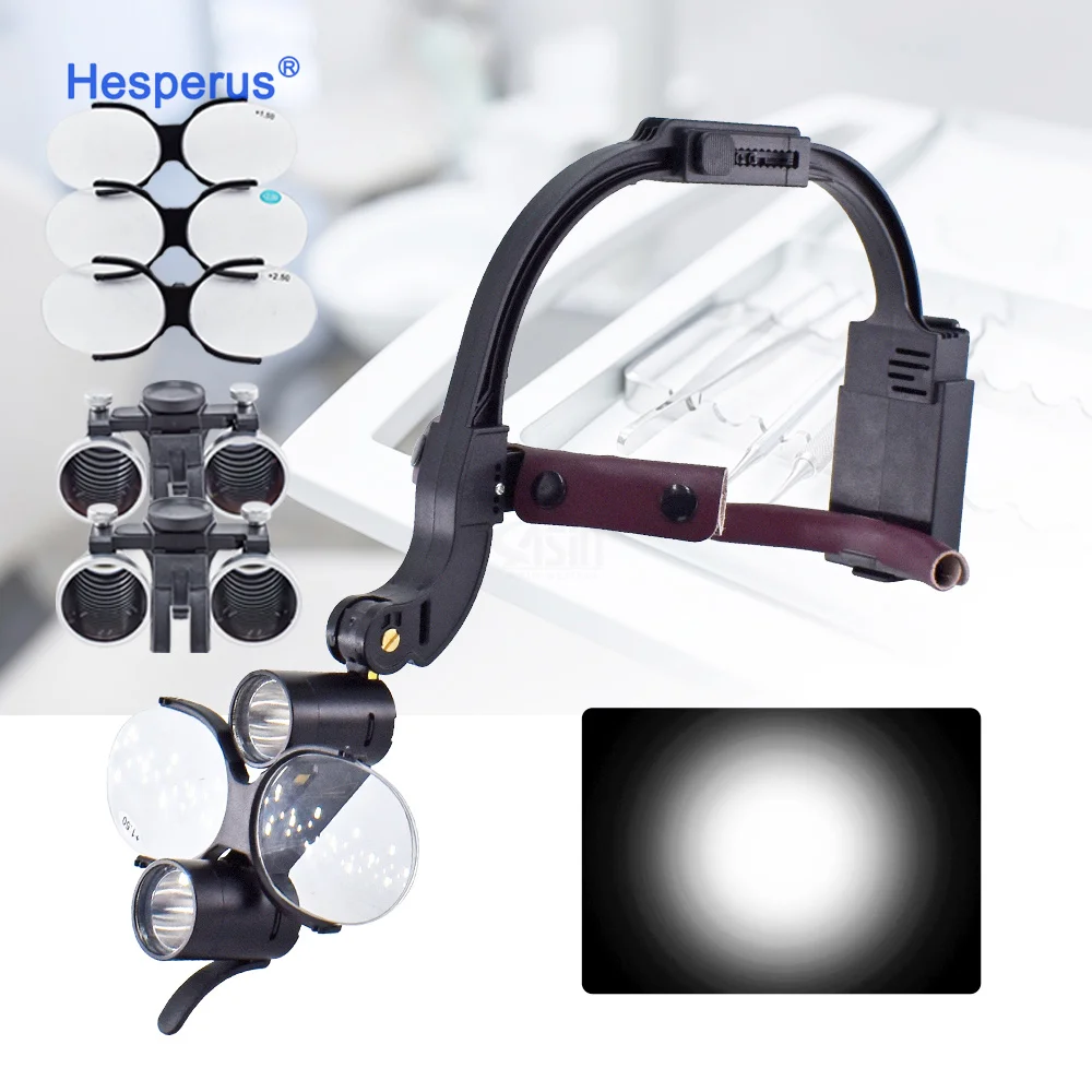 2.5x 3.5x Spotlight/Bright/Clear Den tal Led Head Light 5W Focusing Surgical Headlight Den tal Binocular Magnifier