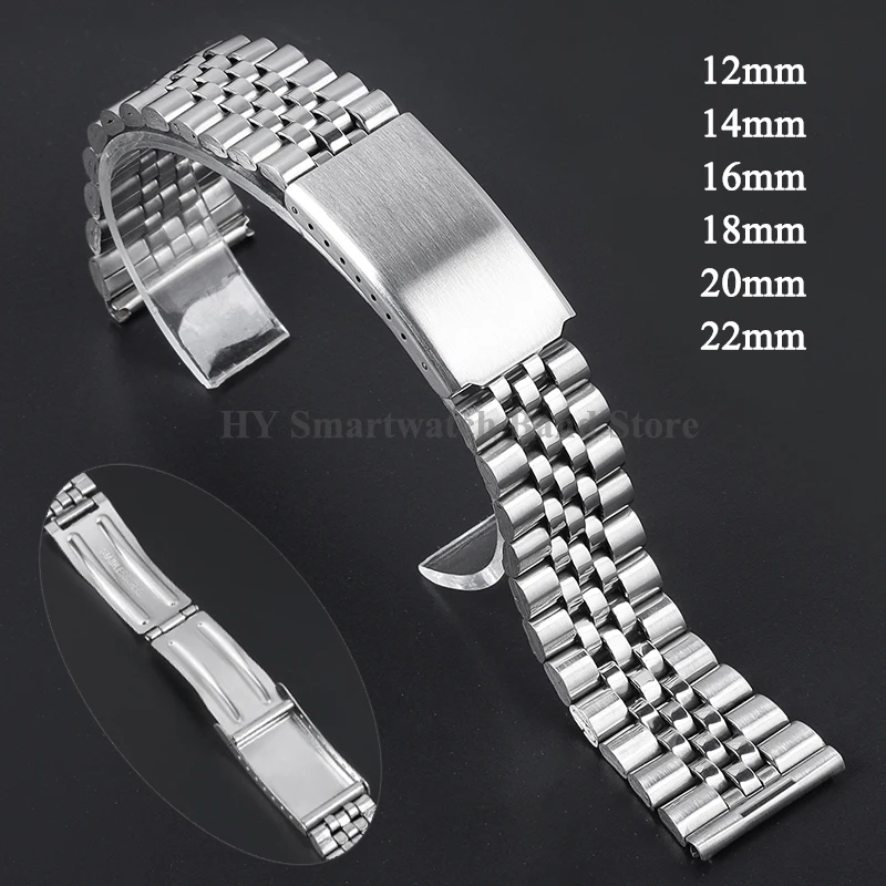 Stainless Steel Watch Strap for Seiko for Omega for Rolex Sport WristBand Replacement Men Bracelet 12mm 14mm 16mm 18mm 20mm 22mm