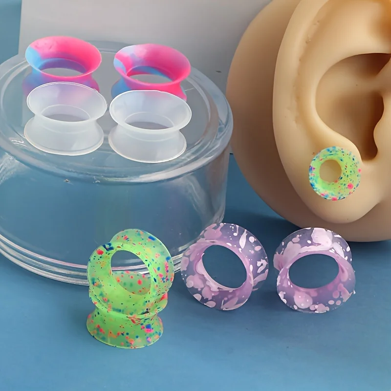 2pcs Comfortable Stylish Flexible Silicone Ear Gauges Plugs Double Flared Ear Tunnels Expander Stretching Piercing Jewelry