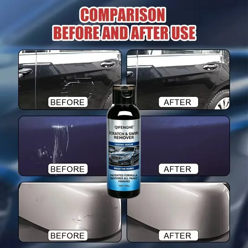 100g Car Scratch & Swirl Remover, Ceramic Sealer, Erase Marks & Restore All Car Paint Finishes