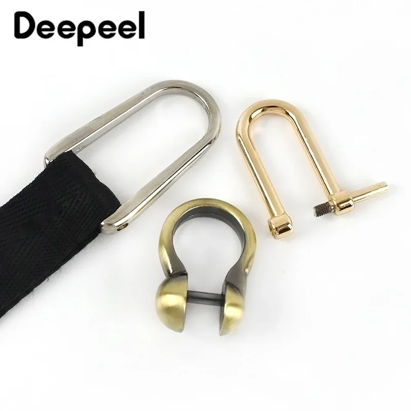 5Pcs Detachable Screw D Buckle U Ring Metal Bag Chain Adjuster Hanger Hooks Clasp Handle Connector DIY Bags Hardware Accessories