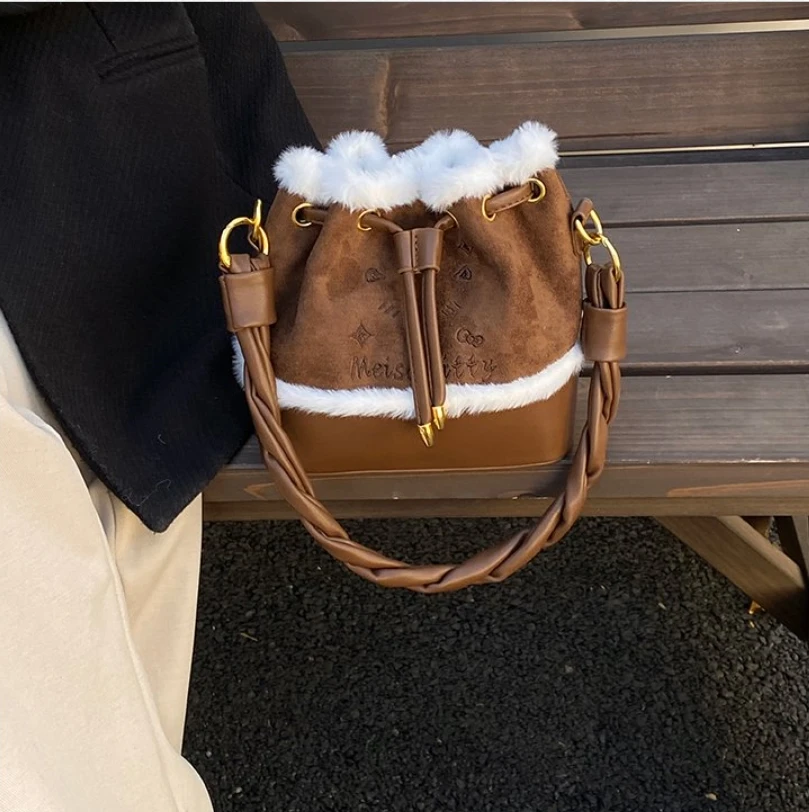 

Доступная роскошная сумка-мешок — женская зимняя сумка через плечо и через плечо, высококачественная сумка на шнурке премиум-класса