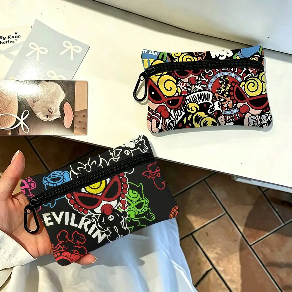 Japan Fashion Hysteric Mini Portable Mini Oxford Cloth Coin Purse With Carabiner Hook Zipper Key Card Earphone Storage Wallet