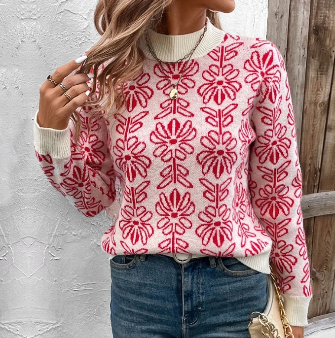 Autumn Winter Half High Neck Knitted Sweater for Women Sweater Women Trends 2025 Pullover Women