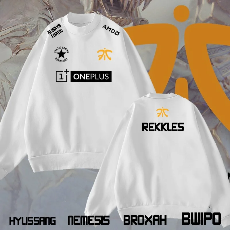 

Fnatic Team round Neck Sweatshirt Thin Long Sleeve Unisex Hoodie Geometric Print Casual Comfortable Cotton Blend Shirt