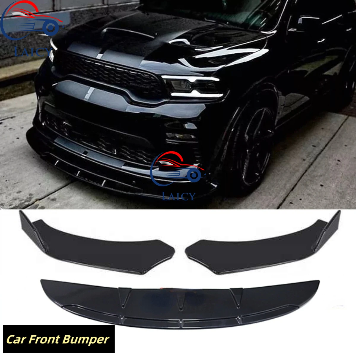 LAICY For D0dge Durango SXT RT SRT Gloss Front Bumper Spoiler Splitter Lip Body Kit Car Front Lip Adjustable Combination Black