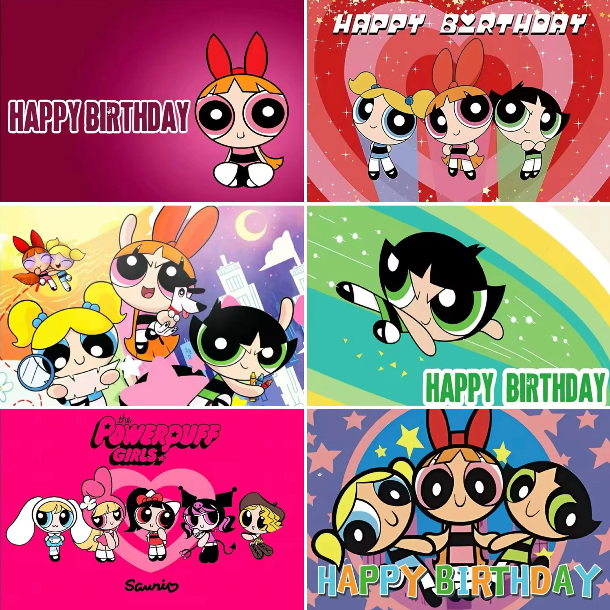 Cartoon powerPuFF girls Theme Background Birthday Party Decoration Banner Background Baby Shower Decoration Supplies Girl Party