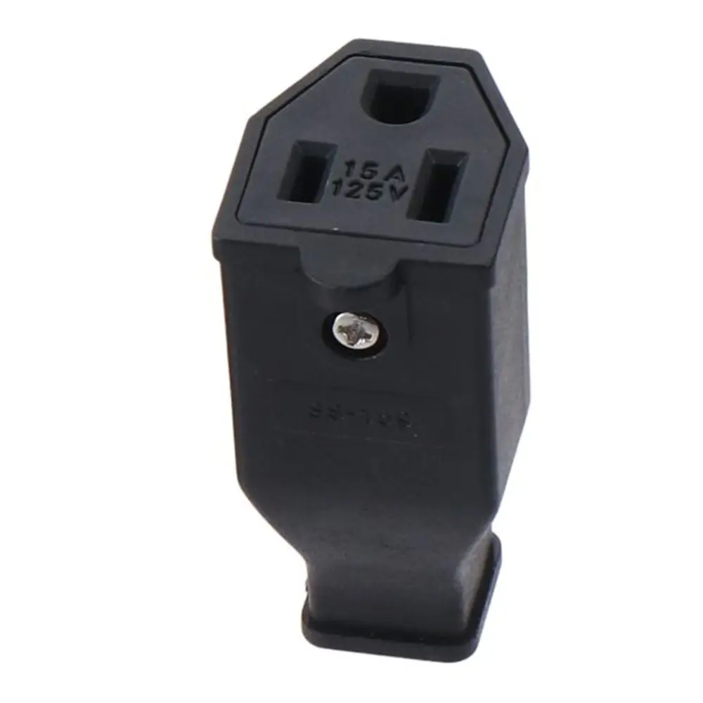 15A 125V Extension Cord Ends Male and Female Connector Set Replacement Plug 2 Pole 3 Wire Black Shell Grounding Plug