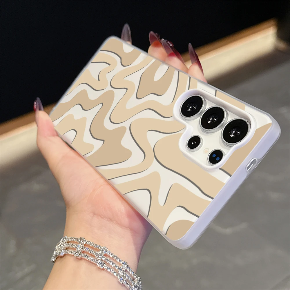 Lrregular Lines Case For Samsung Galaxy S21 S25 S24 S23 Ultra S22 Plus FE A56 A55 A54 A36 A35 A34 5G Color Blocking Simple Coque