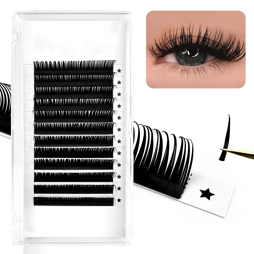 Nasse Wimpernverlängerung 0,03 mm 0,07 mm Spikes Wimpern Manga Wimpern Wispy Cosplay Vorgefertigte russische A-Form Natürliche Wimpernzubehör – Detail 12