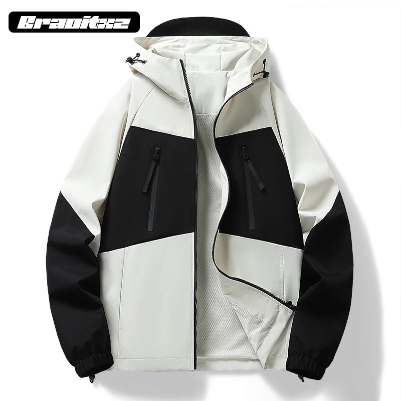 

New Men Spring Autumn Fashion Casual Fashion Travel Windproof Breathable Jacket Coats Men Camping Hooded Jacket Coats Men