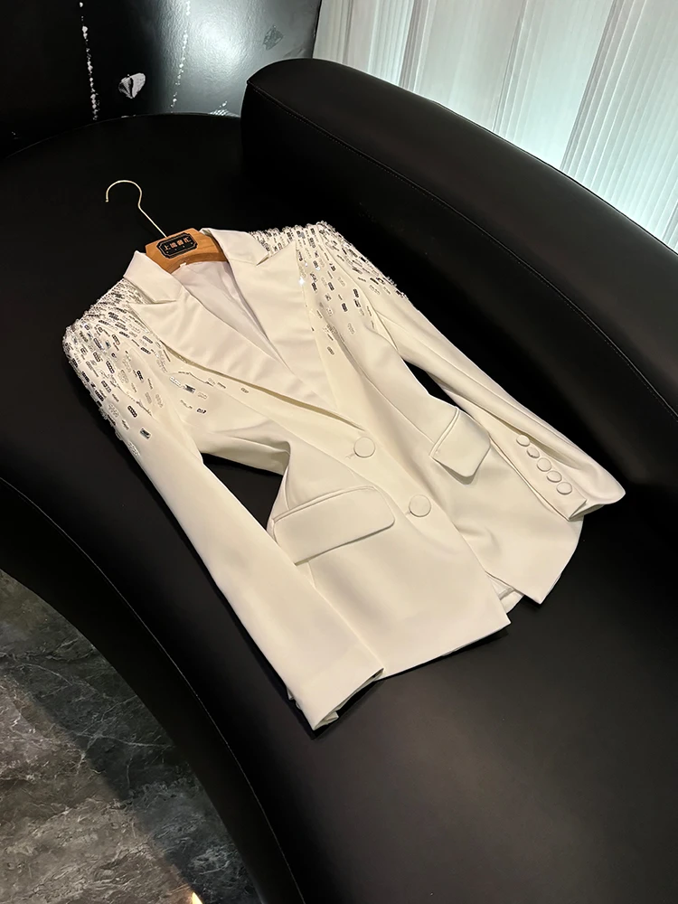 

Женский костюм Heavy Embellied Diamond Jaet с утягивающей талией, персональный новый зимний костюм для поездок на работу, длинный цвет све