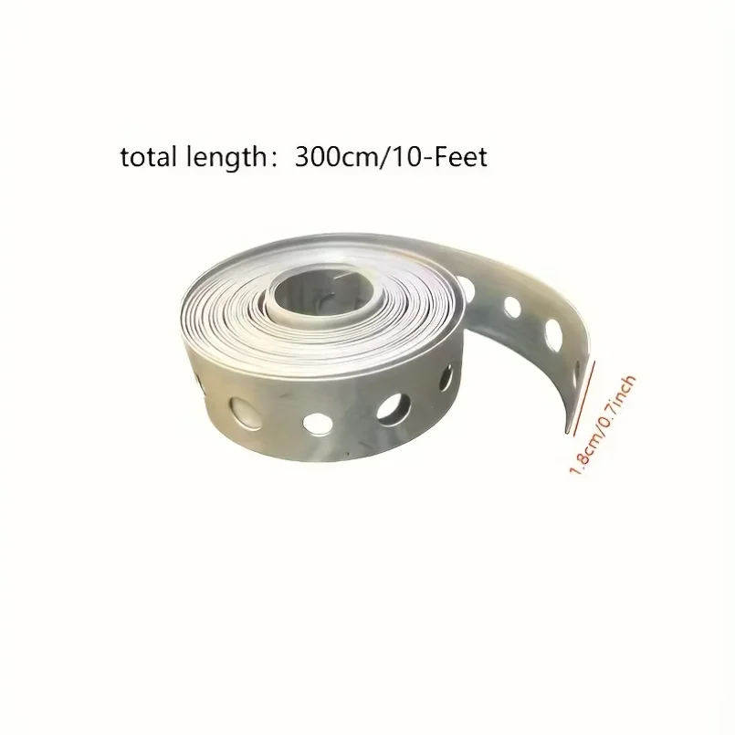 1/2 Roll of Galvanized Steel Tape, Pre-Punched Multi-Slot Metal Tape for Pipe Support and Sheet Metal Work