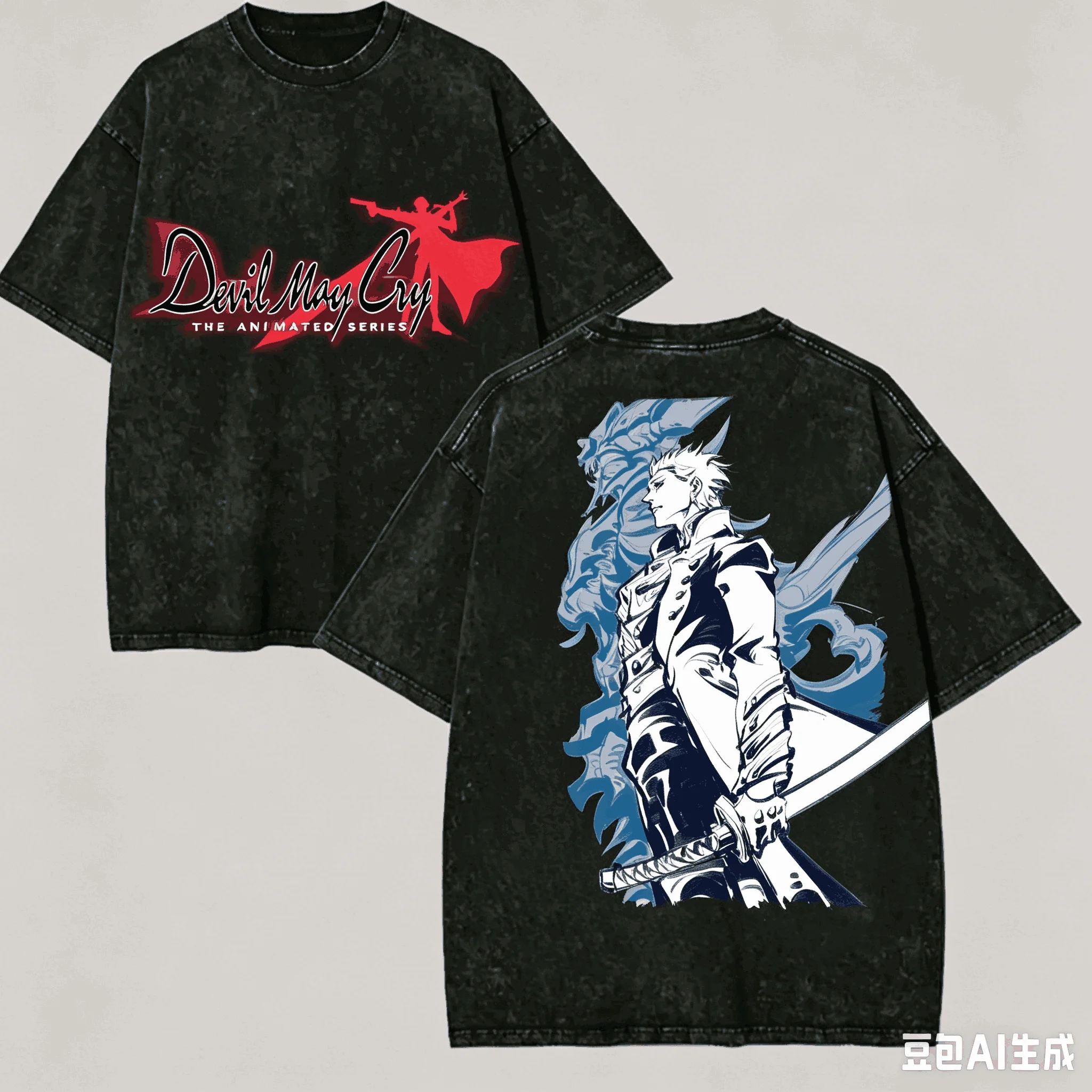 Devil May Cry Washed T shirt Anime Lover Harajuku New Model Oversized Vintage Loose Unisex personality Clothes hot product soft