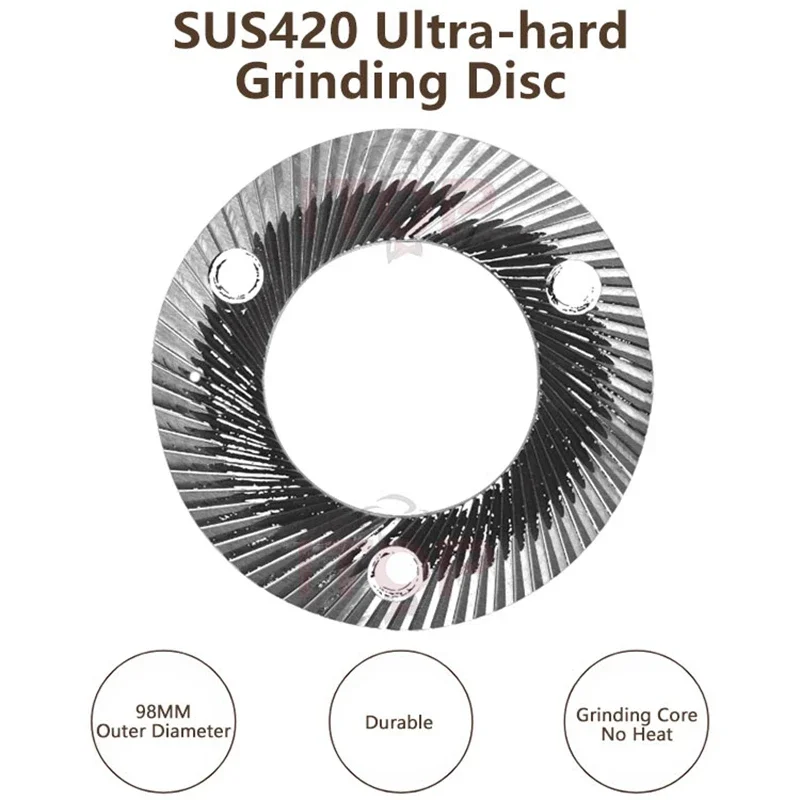 Quantitative Coffee Milling Grinder 98mm SUS420 Cast Steel Burr Metal Body Coffee Grinder for Espresso/Hand Brewed Powder