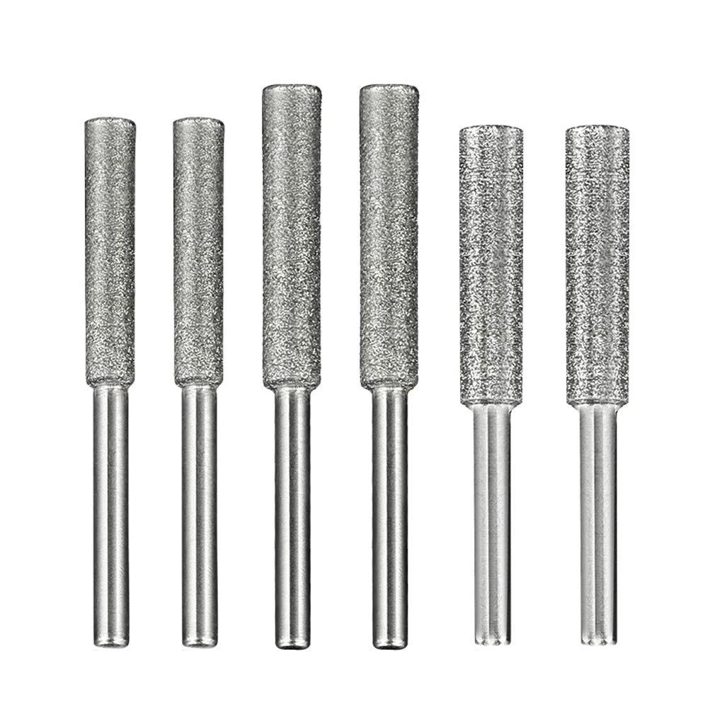 3Pcs Diamond Coated Cylindrical Burr 4/4.8/5.5mm Chainsaw Sharpener Stone File Chain Saw Sharpening Carving Grinding Tools